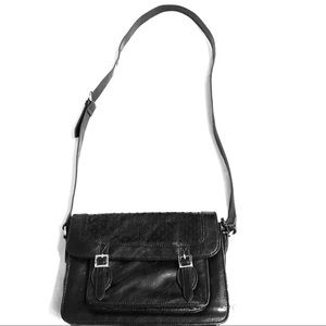 Dents Black Flap Over Shoulder Bag Purse Crossbody